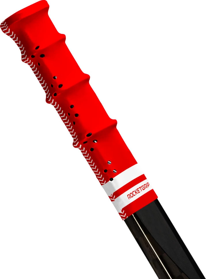 Einddop voor ijshockeystick RocketGrip  Rubber Ultra Grip Red/White Senior