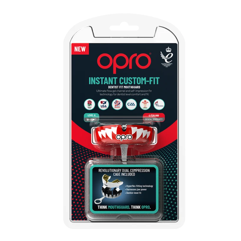 Gebitsbeschermer Opro  INSTANT CUSTOM FIT JAWS Red/Gold Senior