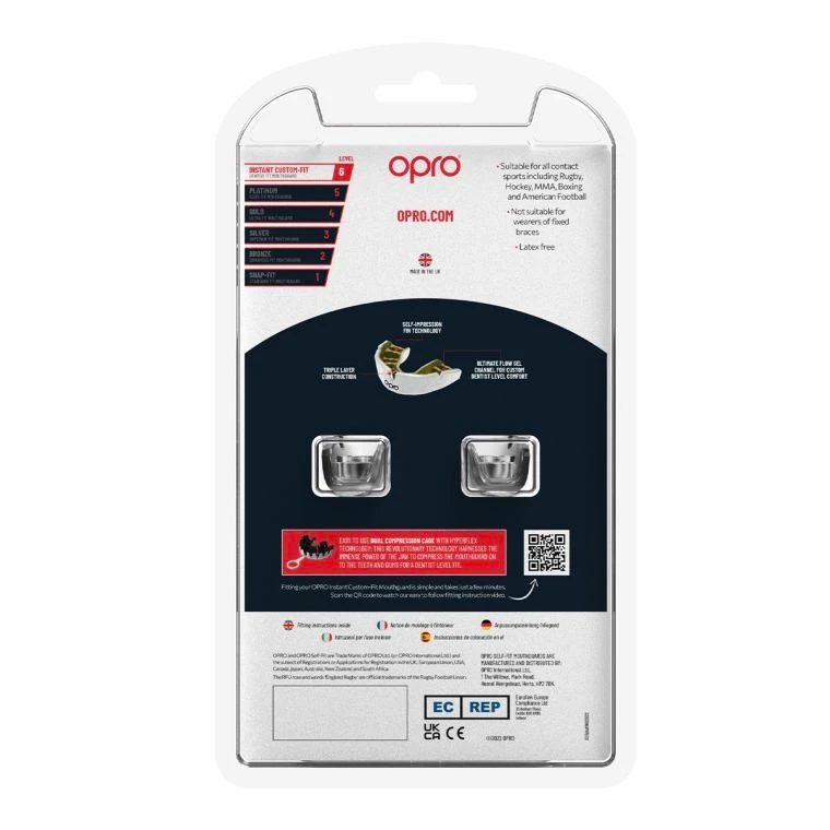 Gebitsbeschermer Opro  INSTANT CUSTOM FIT SOLIDS Clear Senior