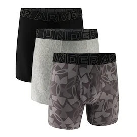 Heren boxershort Under Armour Perf Tech Print 6in 3Pack Castlerock Heather