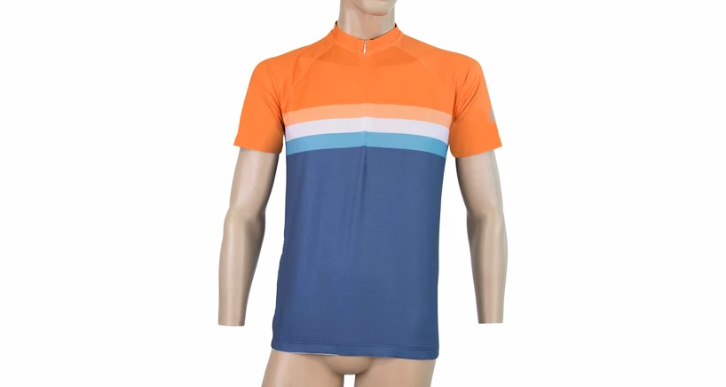 Heren fietsshirt Sensor  Cyklo Summer Stripe Blue/Orange
