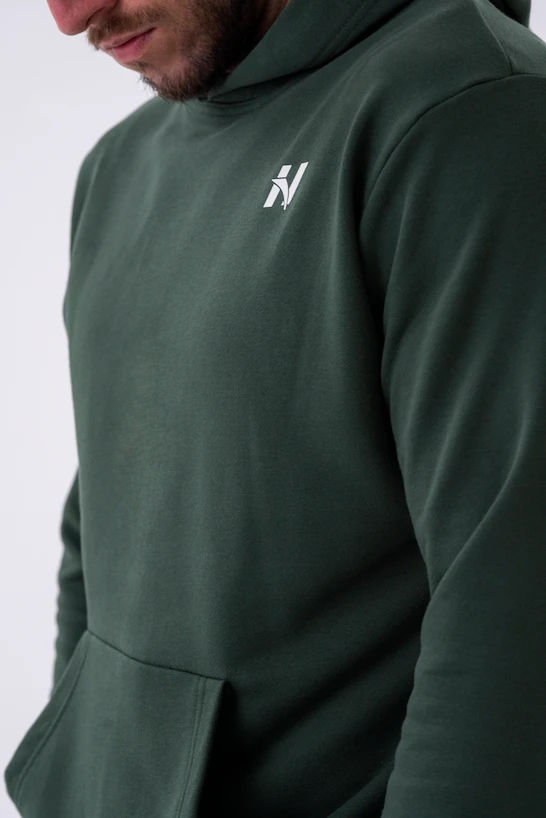 Heren hoodie Nebbia  Pull-over Hoodie with a Pouch Pocket 331 dark green XL