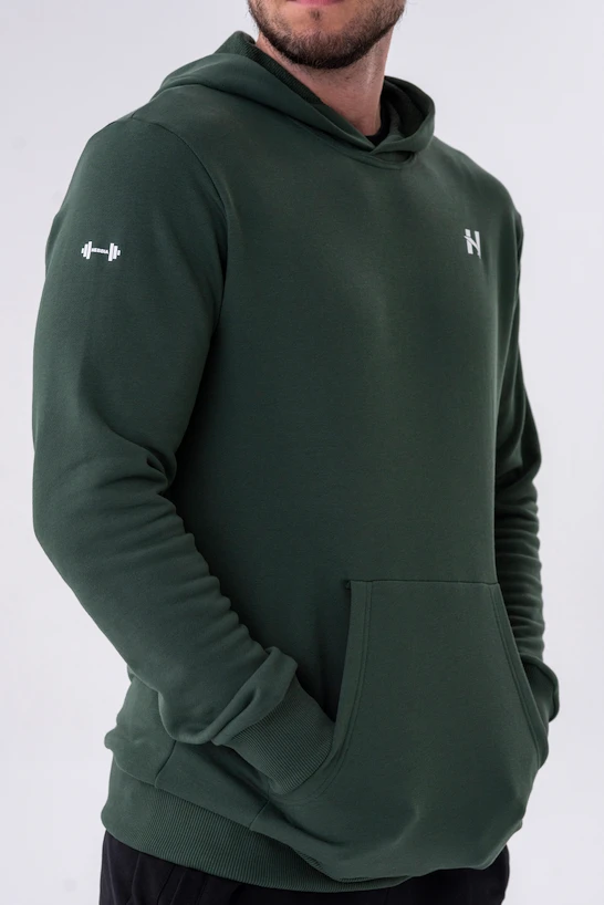 Heren hoodie Nebbia  Pull-over Hoodie with a Pouch Pocket 331 dark green XL