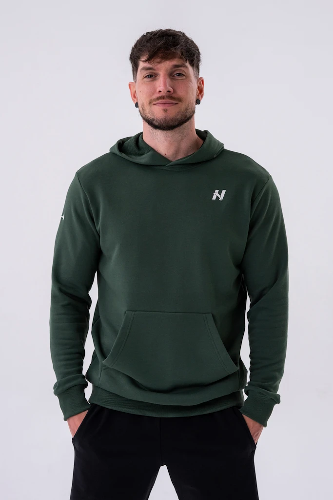 Heren hoodie Nebbia  Pull-over Hoodie with a Pouch Pocket 331 dark green XL