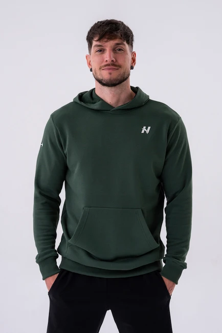 Heren hoodie Nebbia  Pull-over Hoodie with a Pouch Pocket 331 dark green XL