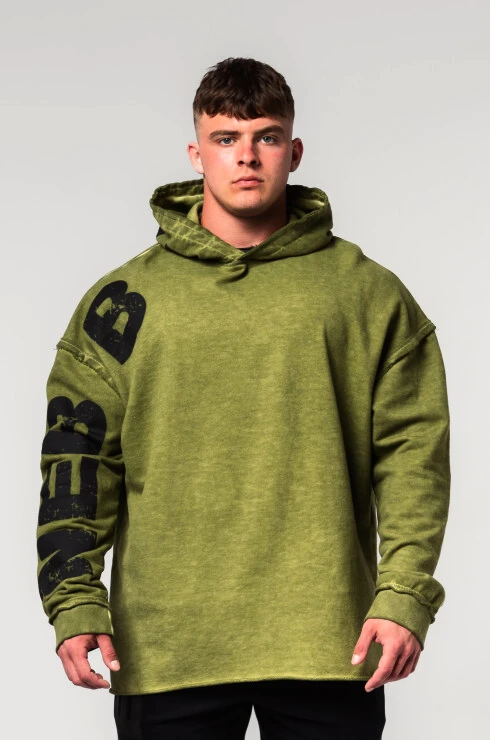 Heren hoodie Nebbia  Washed-off Oversized Pullover Hoodie NO BS Green