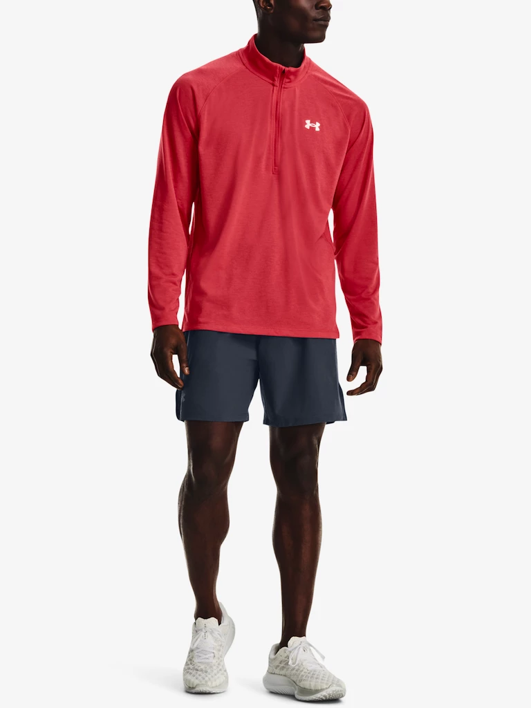 Heren hoodie Under Armour  STREAKER HALF ZIP-RED