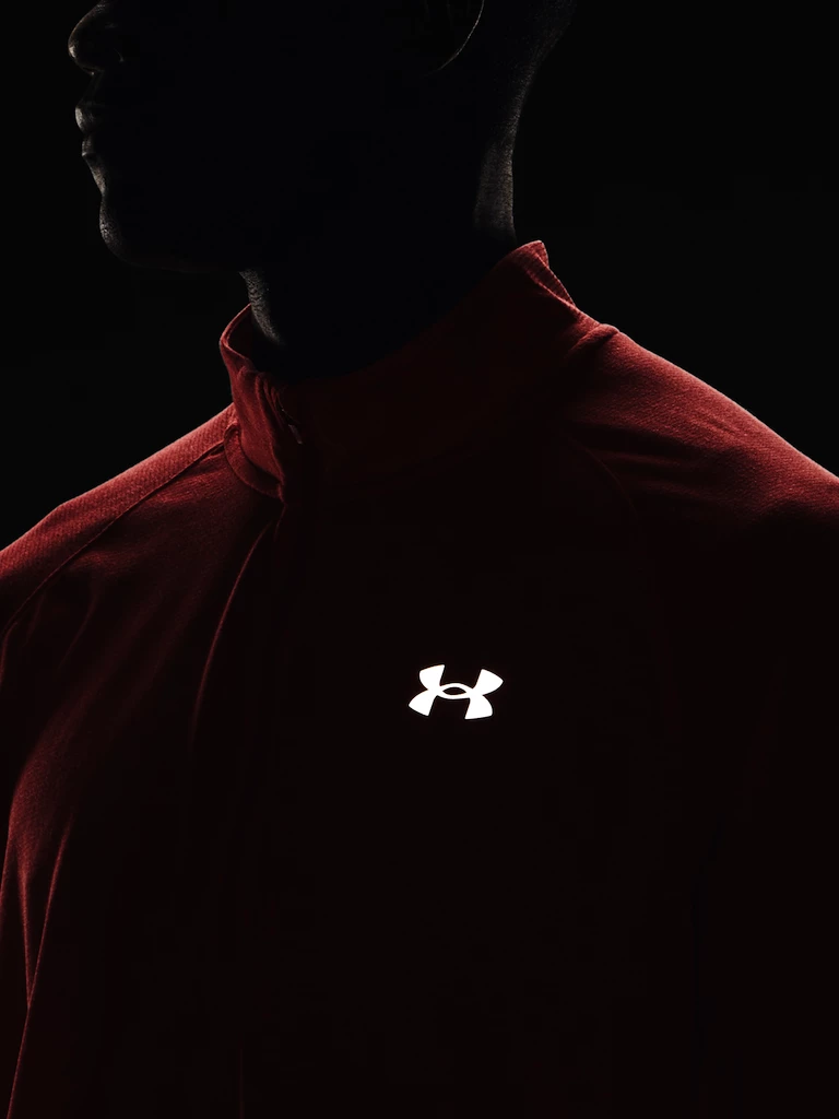 Heren hoodie Under Armour  STREAKER HALF ZIP-RED
