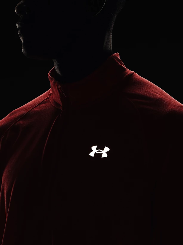 Heren hoodie Under Armour  STREAKER HALF ZIP-RED