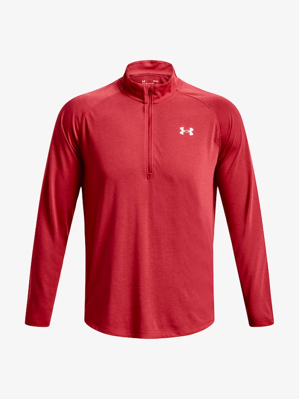 Heren hoodie Under Armour  STREAKER HALF ZIP-RED