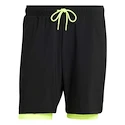 Heren short adidas  Club 2In1 Short Black/Lucid Lemon