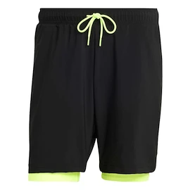 Heren short adidas Club 2In1 Short Black/Lucid Lemon