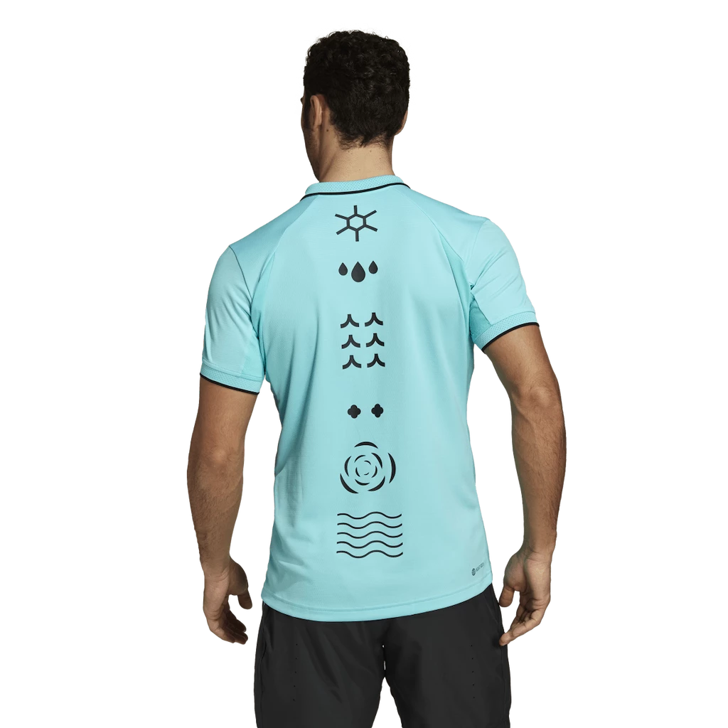 Heren T-shirt adidas  Paris Freelift Polo Aqua