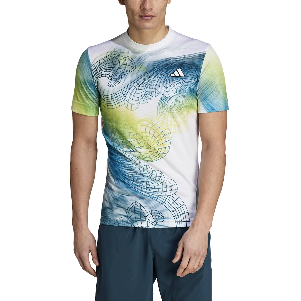 Heren T-shirt adidas  Printed Tee Pro White