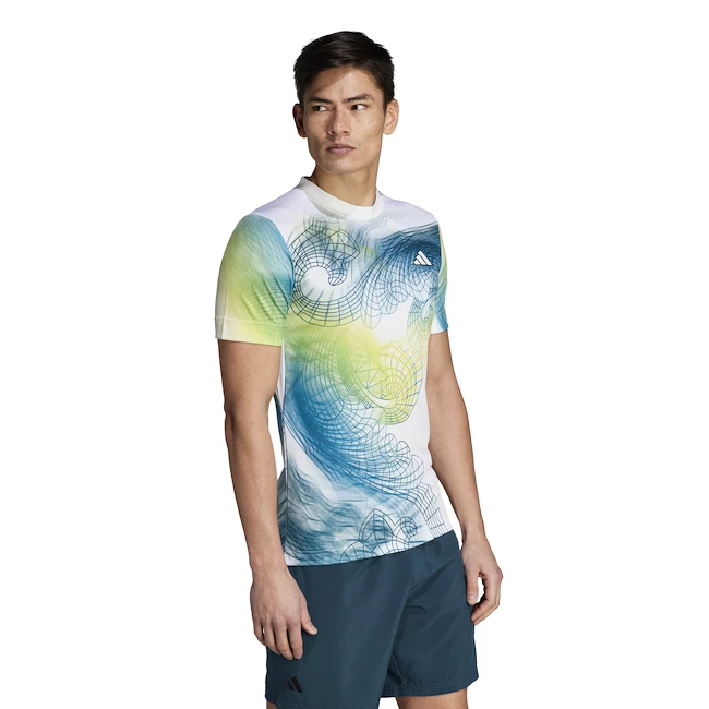 Heren T-shirt adidas  Printed Tee Pro White