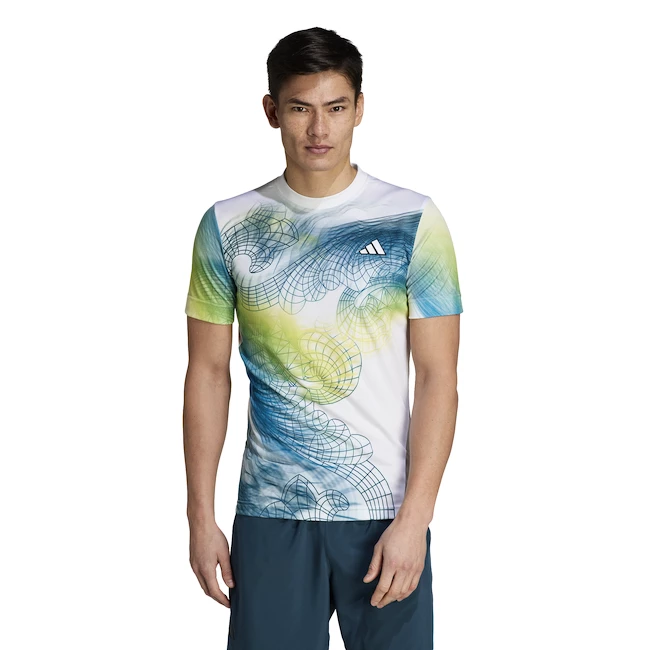 Heren T-shirt adidas  Printed Tee Pro White