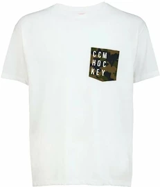 Heren T-shirt CCM CAMO POCKET S/S TEE White Senior