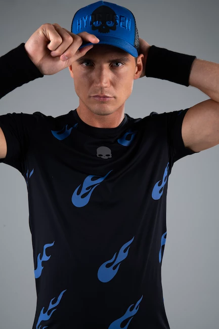 Heren T-shirt Hydrogen  Flames Tech Tee Black/Bluette