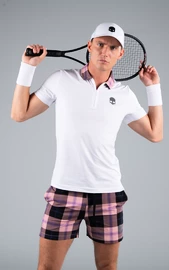 Heren T-shirt Hydrogen Tartan Zipped Tech Polo White (Pink/Black)