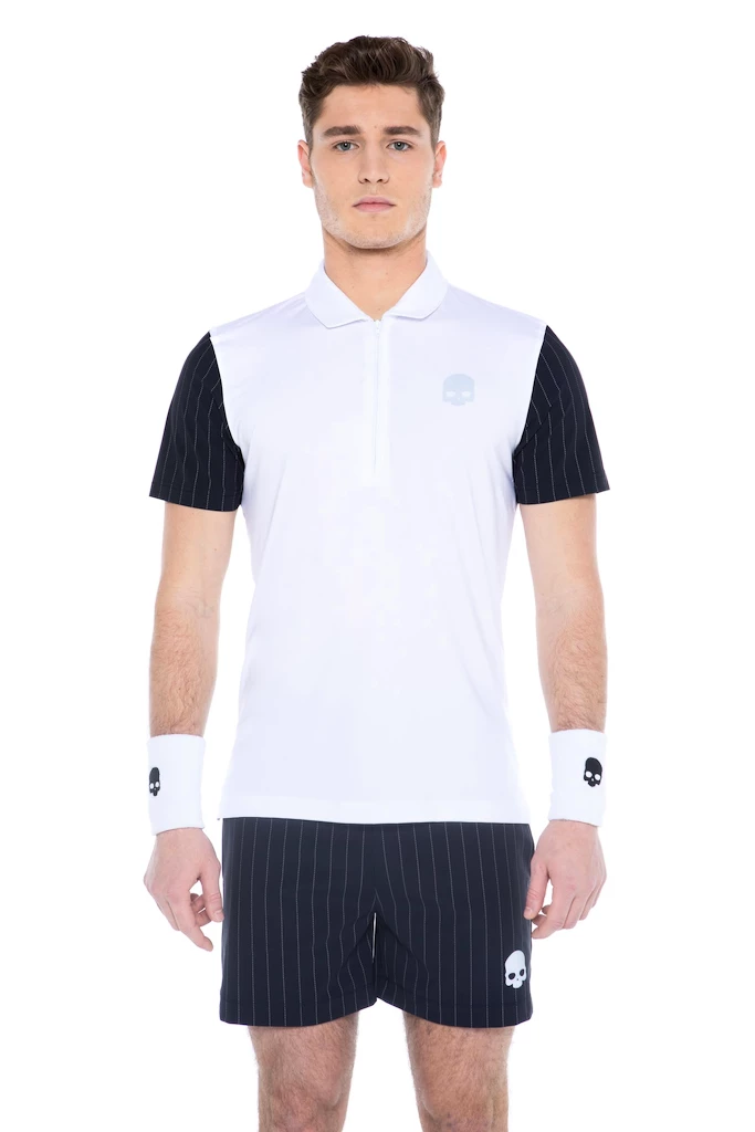 Heren T-shirt Hydrogen  Tech Zipped Polo White/Blue