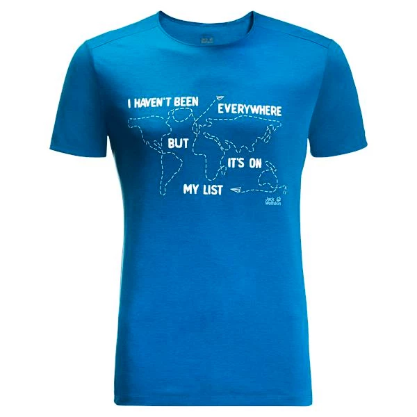 Heren T-shirt Jack Wolfskin  Pack & Go Travel T Blue Pacific XXL