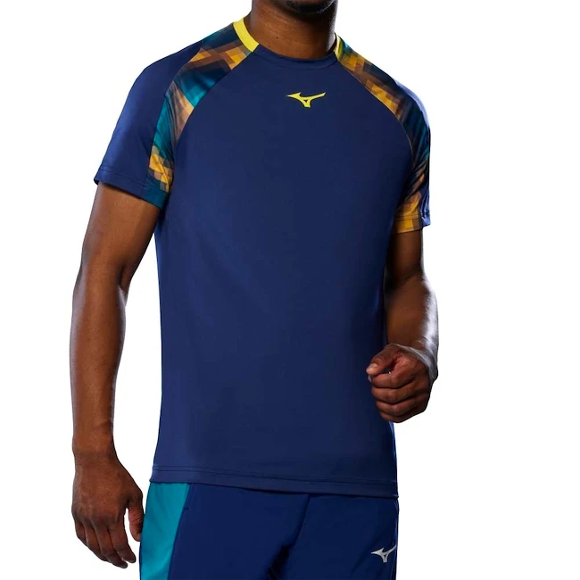 Heren T-shirt Mizuno  Frontier Shadow Tee M Bellwether Blue  XXL