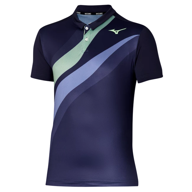 Heren T-shirt Mizuno  Release Shadow Polo Evening Blue XXL