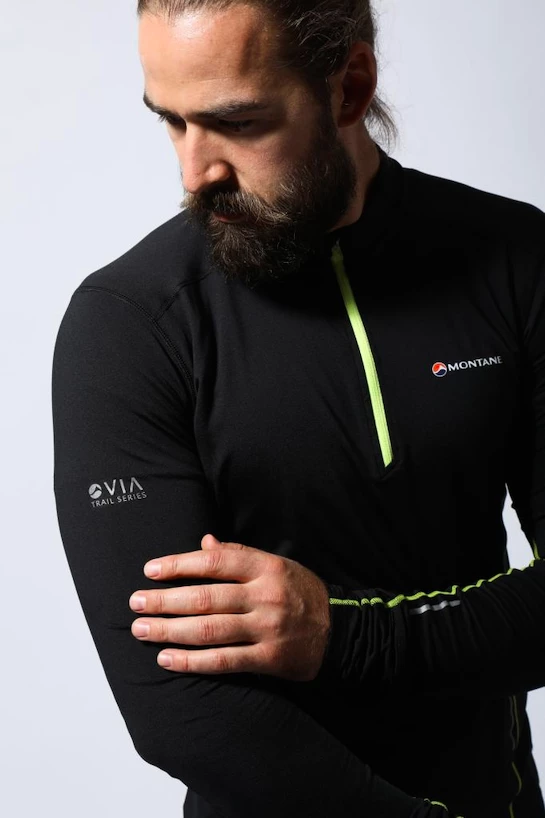 Heren T-shirt Montane  Dragon Pull-On Black S