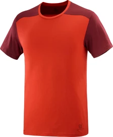Heren T-shirt Salomon Essential Colorblock Fiery Red