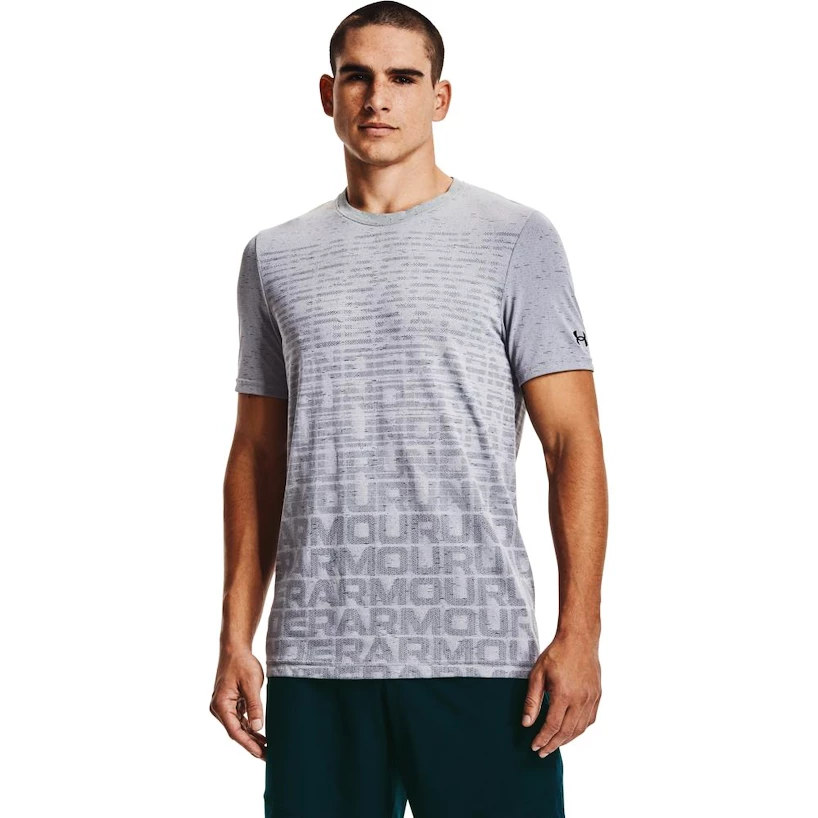 Heren T-shirt Under Armour  Seamless Wordmark SS Grey S
