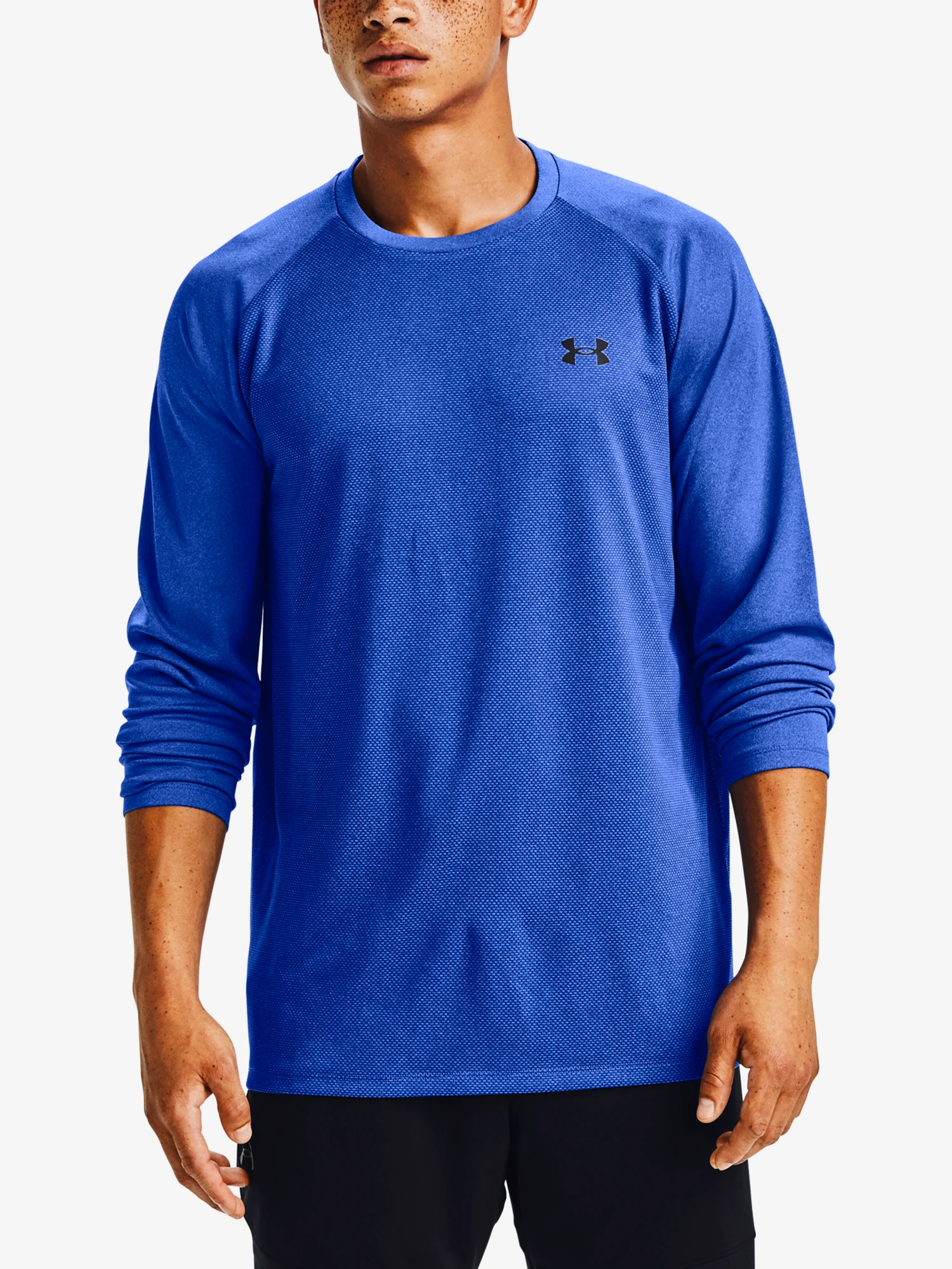 Heren T-shirt Under Armour  Textured LS-BLU S