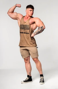 Heren tanktop Nebbia  Washed-off Oversized Stringer MAX OUT 359 Light Brown XL
