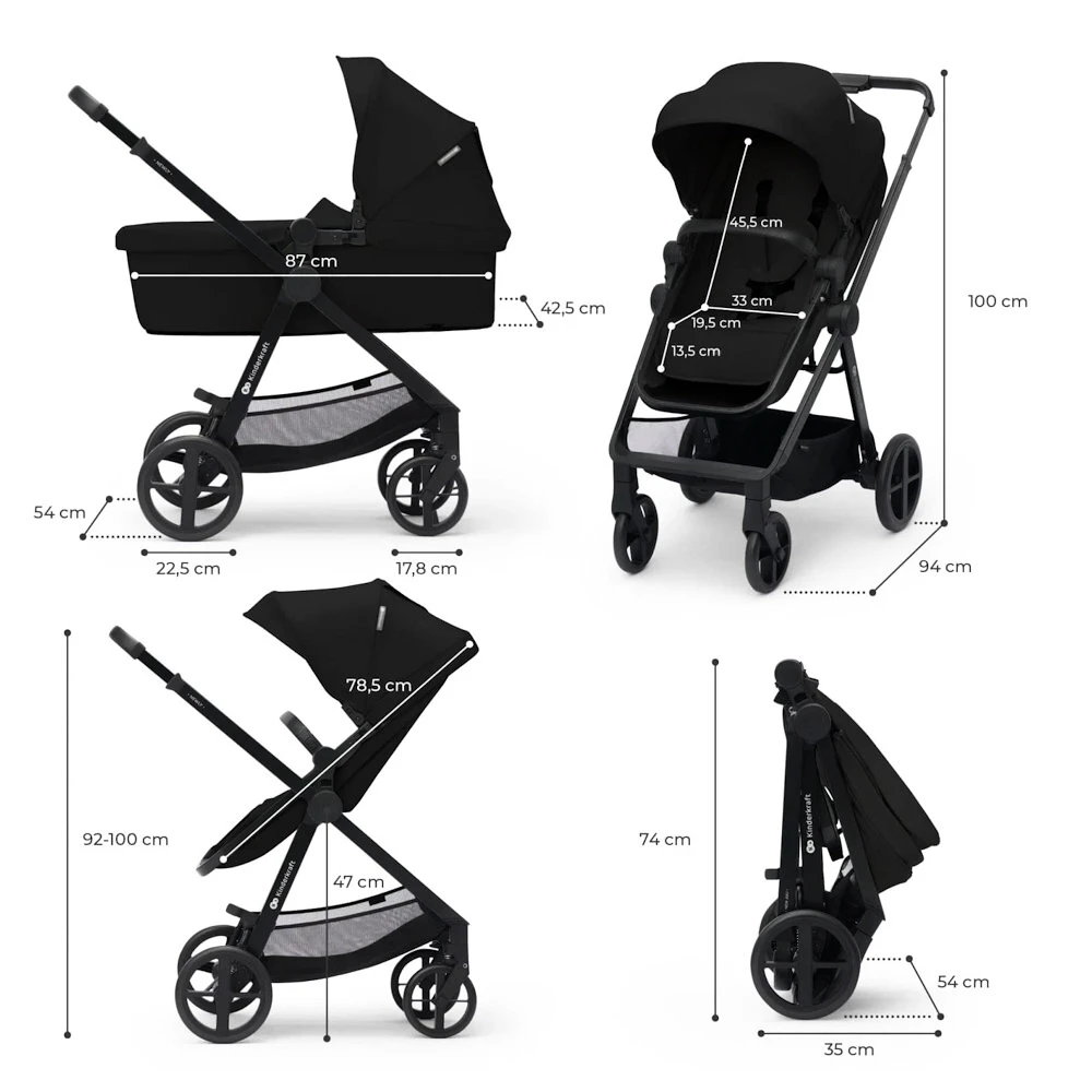 Kinderwagen Kinderkraft Newly 3In1 Classic Black + Mink Pro