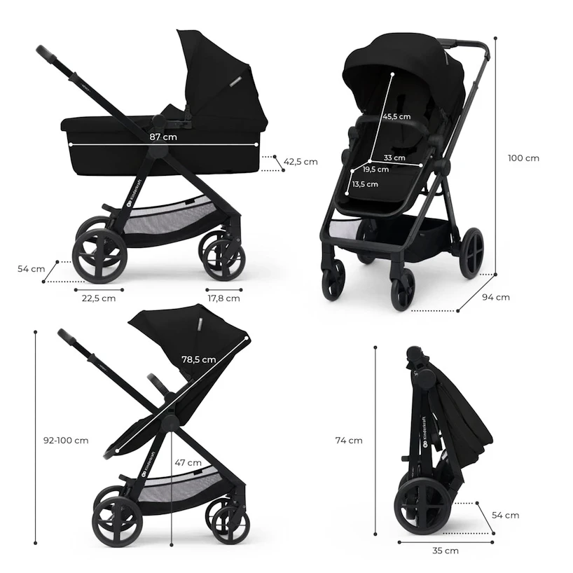 Kinderwagen Kinderkraft Newly 3In1 Classic Black + Mink Pro