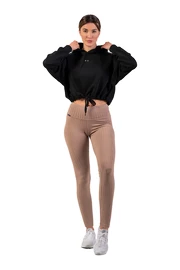 Nebbia Geribbelde legging met hoge taille in biologisch katoen 405 bruin