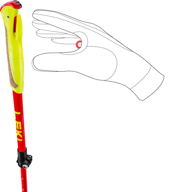 Stokken voor trail running Leki  Ultratrail FX Junior, naturalcarbon-bright red-neonyellow, 95 - 110 cm