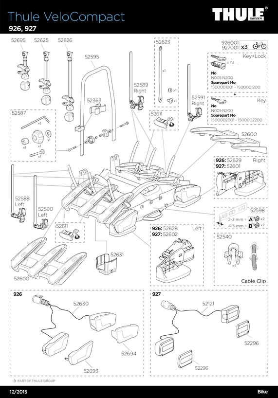 Thule VeloCompact 926 wieldrager + Adapter voor 4e wiel