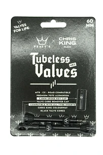 Tubeless ventiel PEATY'S  X chris king (mk2) black tubeless valves 60mm (ptv2-60-blk-12)