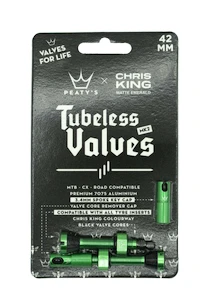 Tubeless ventiel PEATY'S  X chris king (mk2) emerald tubeless valves 42mm (ptv2-42-emr-12)