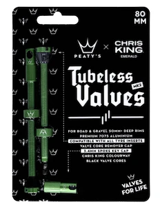 Tubeless ventiel PEATY'S  X chris king (mk2) emerald tubeless valves - 80mm (ptv2-80-emr-12)