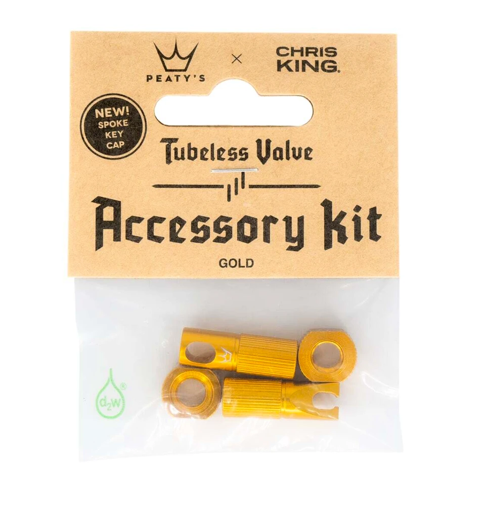 Tubeless ventiel PEATY'S  X chris king (mk2) gold tubeless valves accessory kit (ptv2-accs-gld-12)