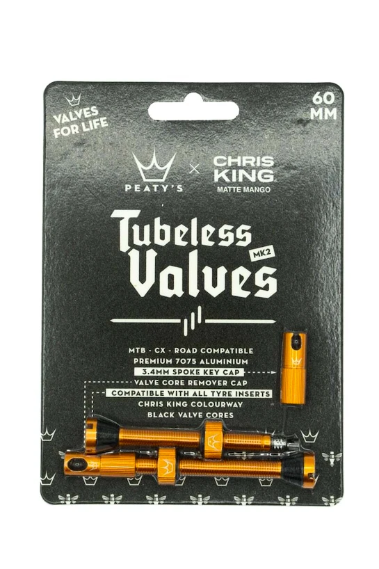 Tubeless ventiel PEATY'S  X chris king (mk2) mango tubeless valves 60mm (ptv2-60-mng-12)