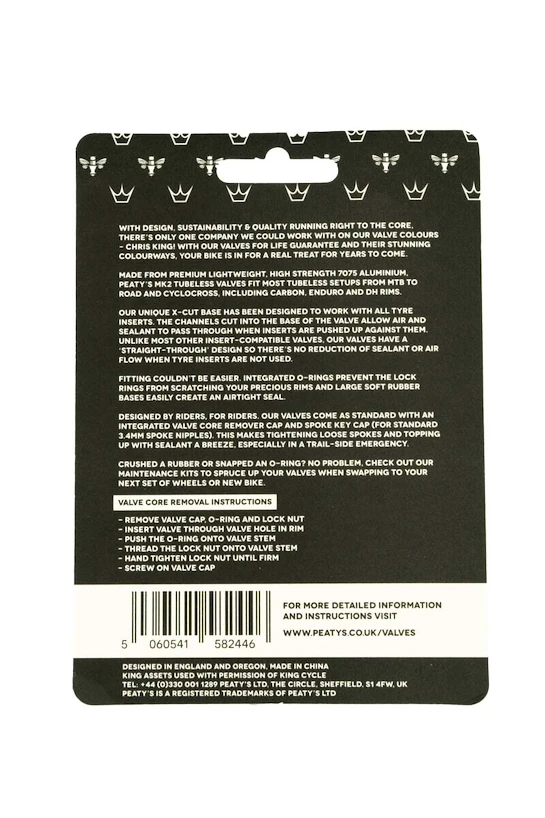 Tubeless ventiel PEATY'S  X chris king (mk2) mango tubeless valves 60mm (ptv2-60-mng-12)