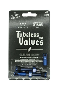 Tubeless ventiel PEATY'S  X chris king (mk2) navy tubeless valves 42mm (ptv2-42-nvy-12)