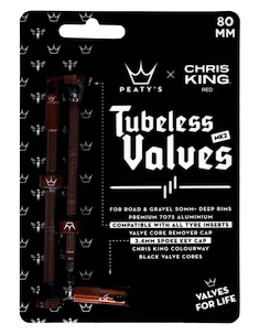 Tubeless ventiel PEATY'S  X chris king (mk2) red tubeless valves - 80mm (ptv2-80-red-12)