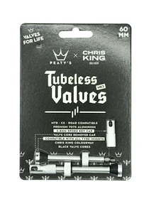 Tubeless ventiel PEATY'S  X chris king (mk2) silver tubeless valves 60mm (ptv2-60-sil-12)