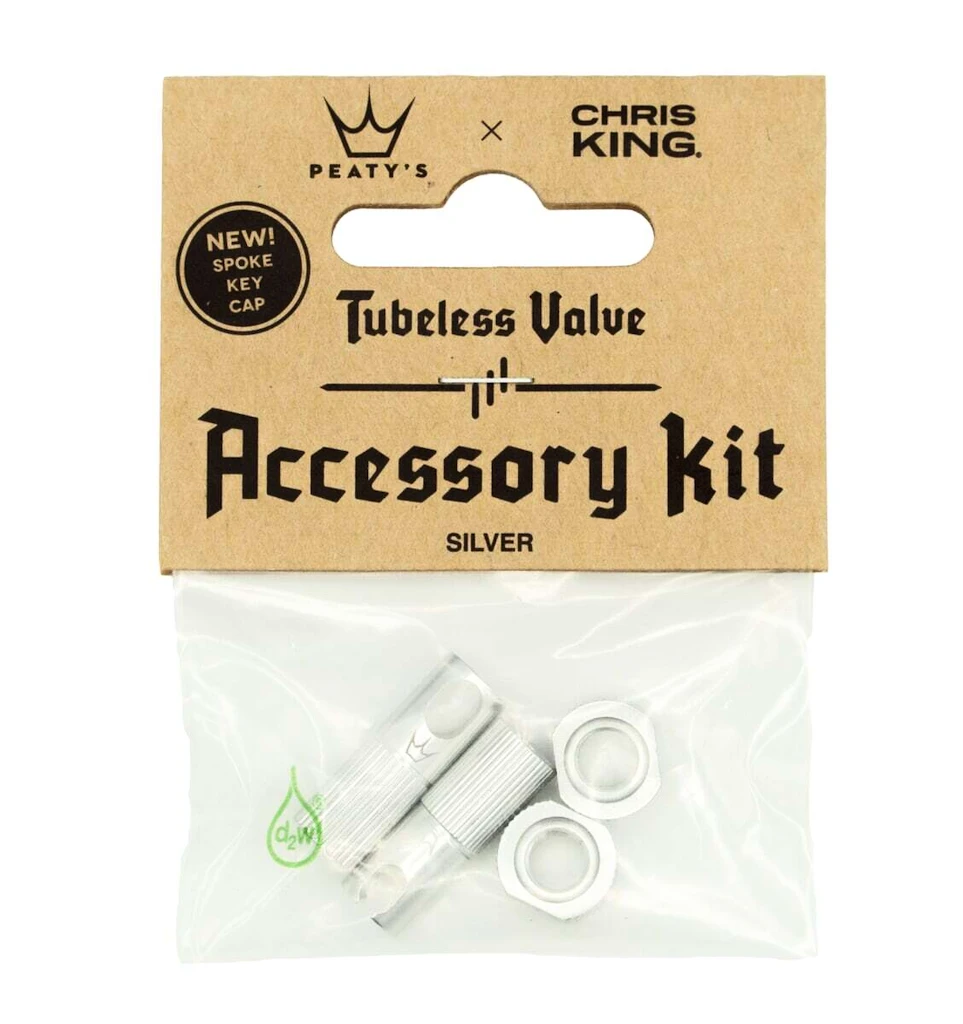 Tubeless ventiel PEATY'S  X chris king (mk2) silver tubeless valves accessory kit (ptv2-accs-sil-12)