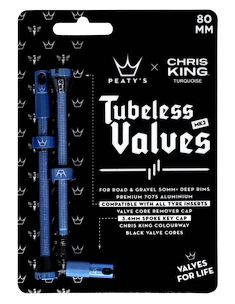 Tubeless ventiel PEATY'S  X chris king (mk2) turquoise tubeless valves - 80mm (ptv2-80-trq-12)