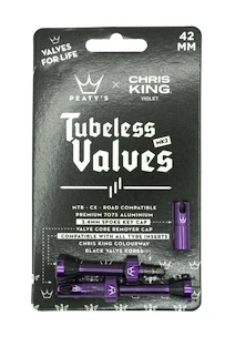 Tubeless ventiel PEATY'S  X chris king (mk2) violet tubeless valves 42mm (ptv2-42-vlt-12)