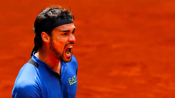 Fabio Fognini en zijn Babolat Pure Drive tennisracket